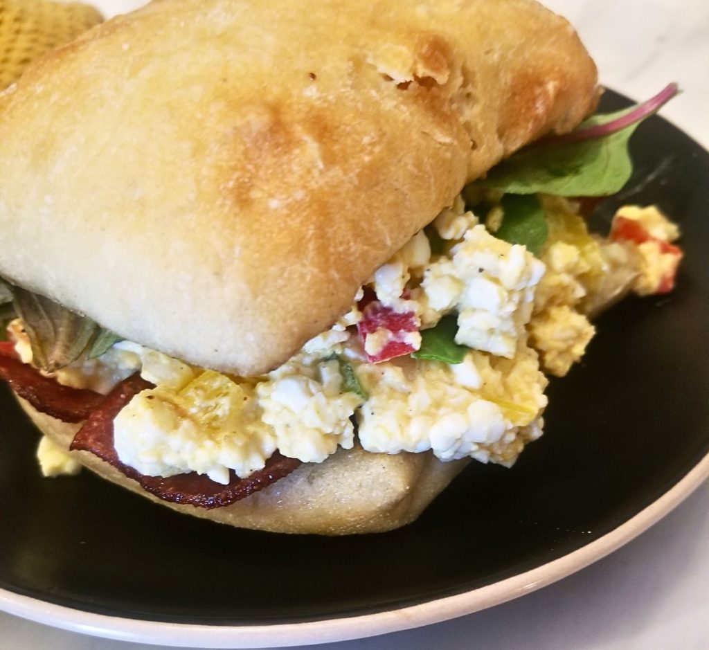 Sweet hawaiian egg salad ciabatta