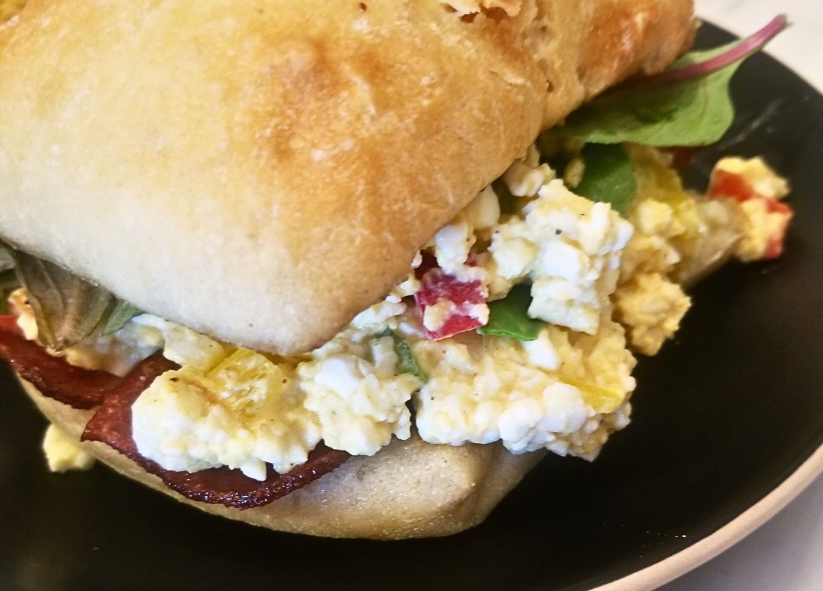 Sweet hawaiian egg salad ciabatta