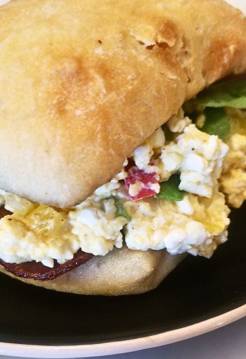 Sweet hawaiian egg salad ciabatta
