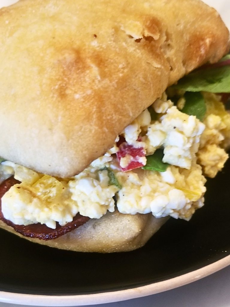 Sweet hawaiian egg salad ciabatta