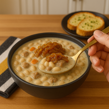 Creamy-white-bean-and-turkey-sausage soup