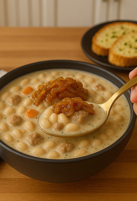 Creamy-white-bean-and-turkey-sausage soup
